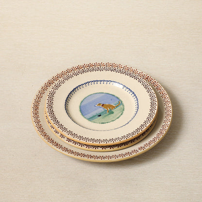 Nicholas Moss handpainted oat-glazed side plate with dog motif