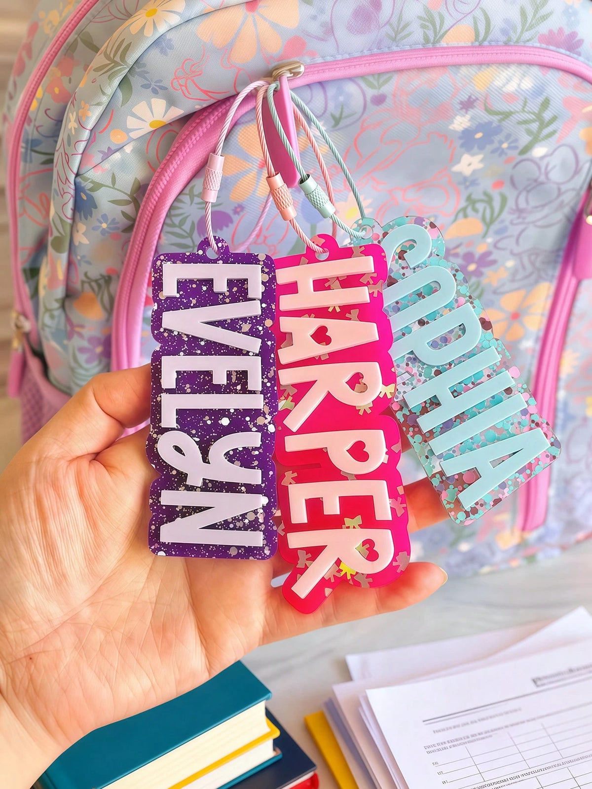 Personalized Matte Acrylic Name Keychains, Customized Children's Name Backpack Charms, Bag Tags, Lunchbox Labels, Teacher Gifts, Back To School