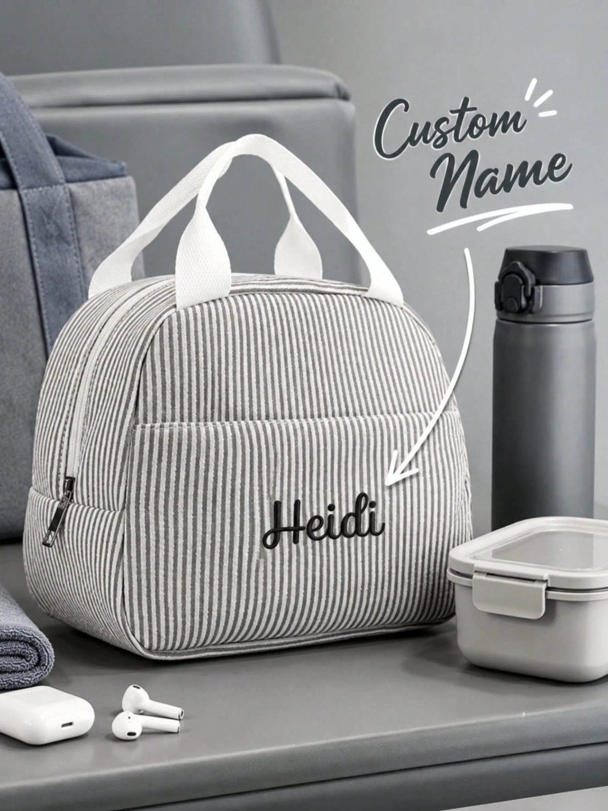 Personalized Name Customized Insulated Lunch Tote Bag, Portable Food Storage Bag, Suitable For Work, Office, Travel, Reusable Picnic Gift