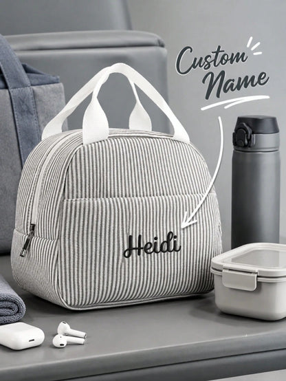 Personalized Name Customized Insulated Lunch Tote Bag, Portable Food Storage Bag, Suitable For Work, Office, Travel, Reusable Picnic Gift