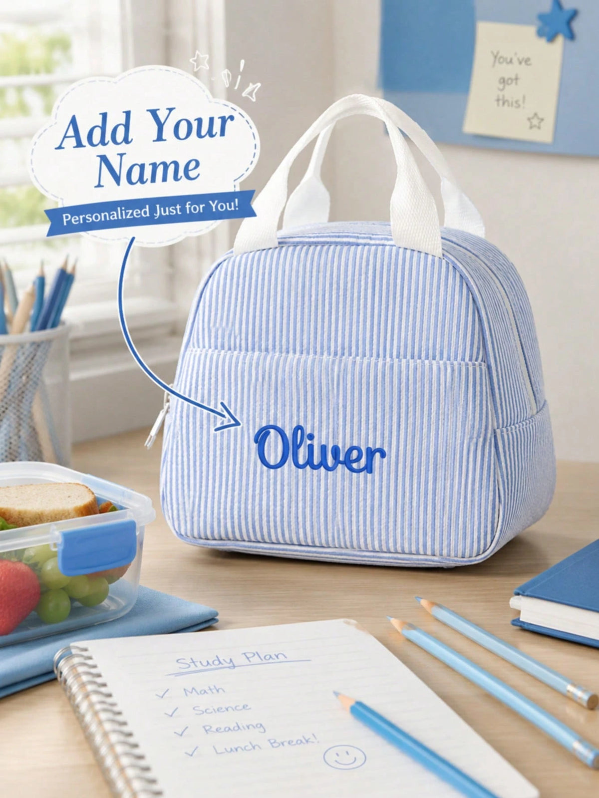Personalized Name Customized Insulated Lunch Tote Bag, Portable Food Storage Bag, Suitable For Work, Office, Travel, Reusable Picnic Gift