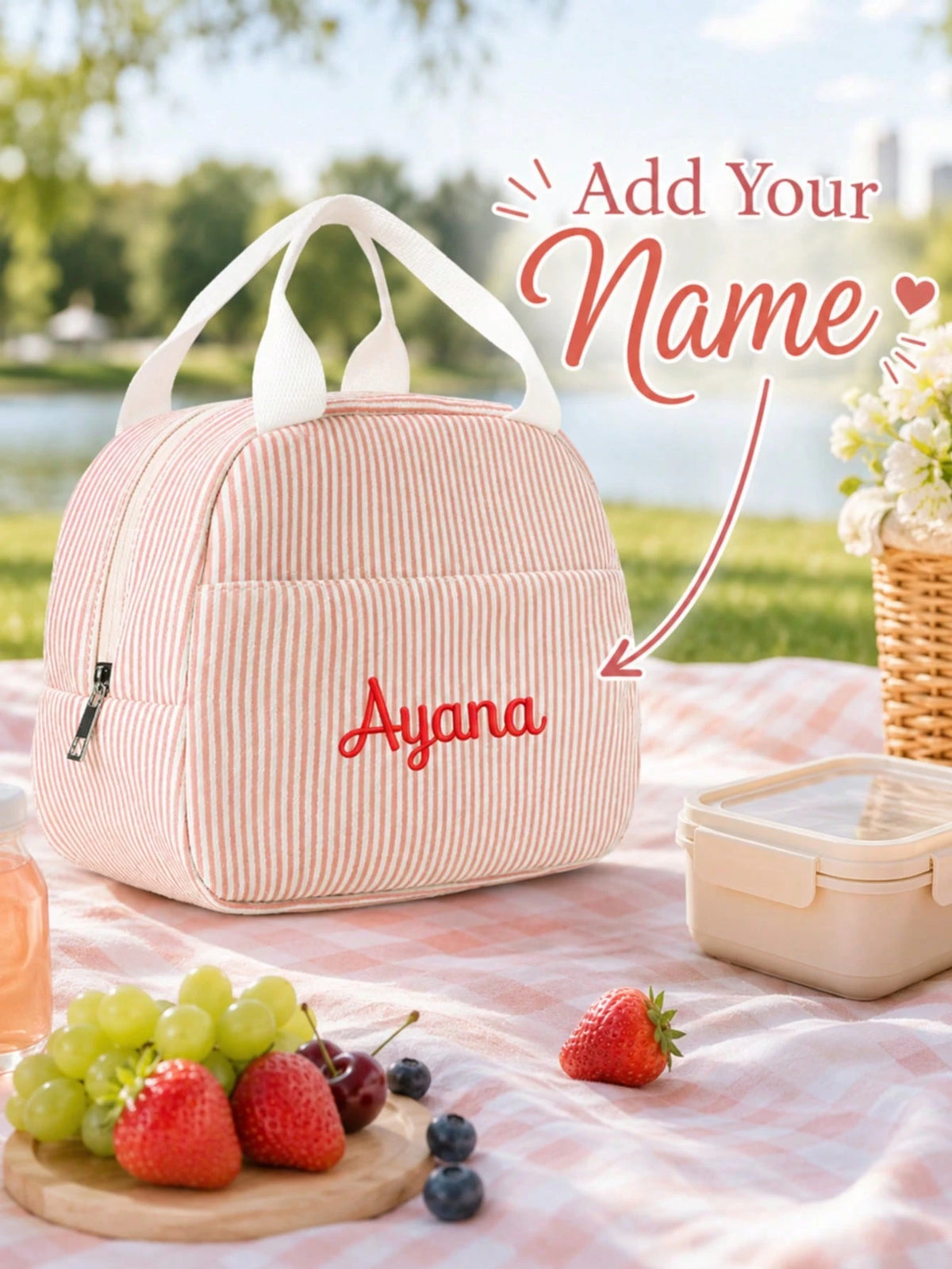 Personalized Name Customized Insulated Lunch Tote Bag, Portable Food Storage Bag, Suitable For Work, Office, Travel, Reusable Picnic Gift