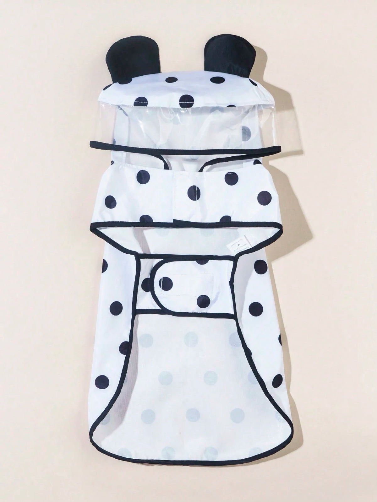 PETSIN 1pc Polka Dot Panda Ear Design Black Edged Waterproof Raincoat, Suitable For Cats & Dogs Going Outdoor In Rainy Days