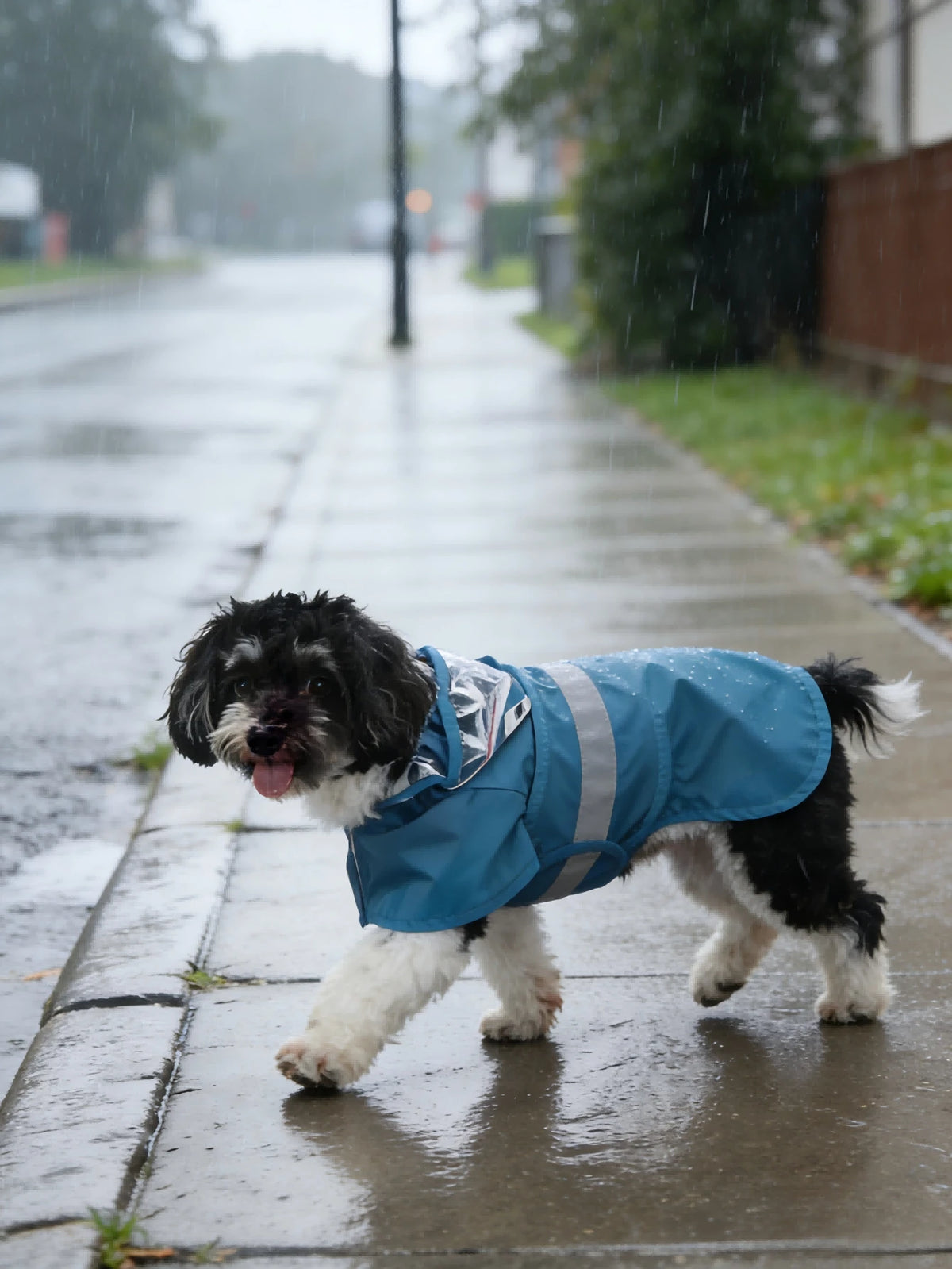PETSIN Hooded Waterproof Dog Rain Coat With Transparent Visor And Reflective Strips, Cute Duck, Frog, Shark Designs, Suitable For Outdoor Walking And Rainy Days