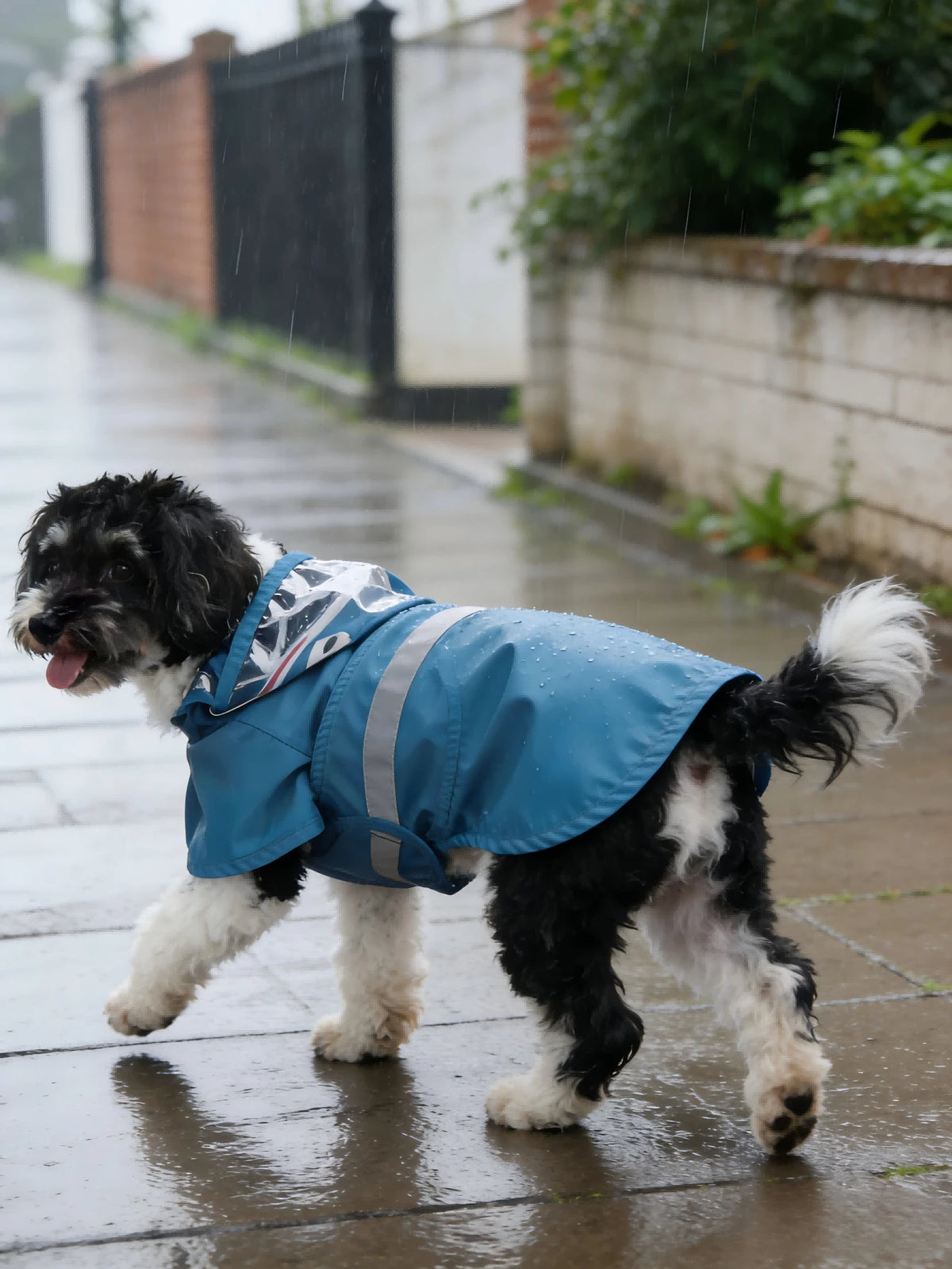 PETSIN Hooded Waterproof Dog Rain Coat With Transparent Visor And Reflective Strips, Cute Duck, Frog, Shark Designs, Suitable For Outdoor Walking And Rainy Days