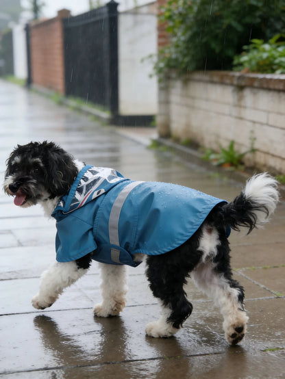 PETSIN Hooded Waterproof Dog Rain Coat With Transparent Visor And Reflective Strips, Cute Duck, Frog, Shark Designs, Suitable For Outdoor Walking And Rainy Days