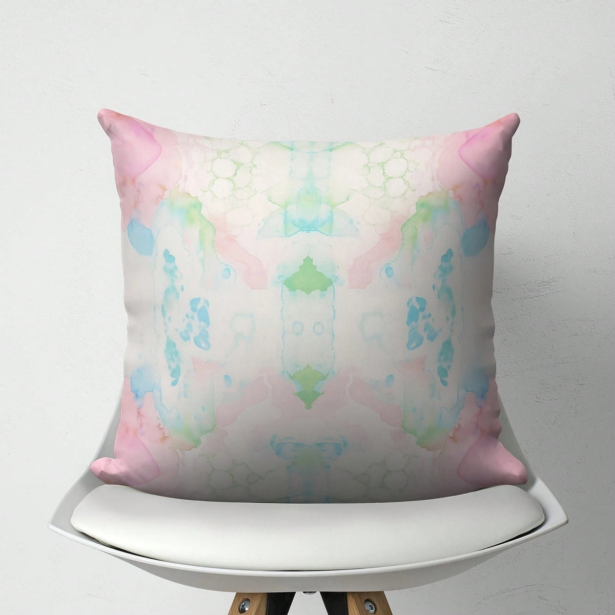 [Pillow Cover]Pink Green Blue Mirrored Art Tow Pillow, Pastel Watercolor Drat Pillow, College Girl Dorm Dr, Modern Abstract Arushion Cover(Pillow Core Not Included)