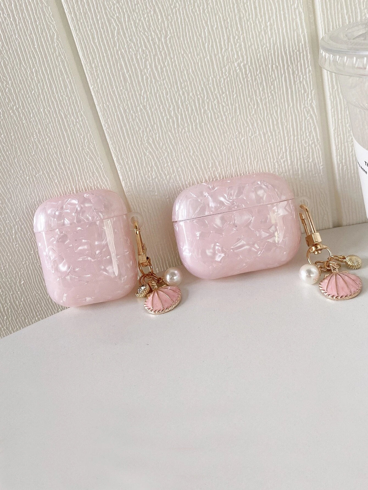 Pink Seashell Pattern Protective Case Compatible With Apple Pro 3, Pro 2, And 4 Earphone Cover
