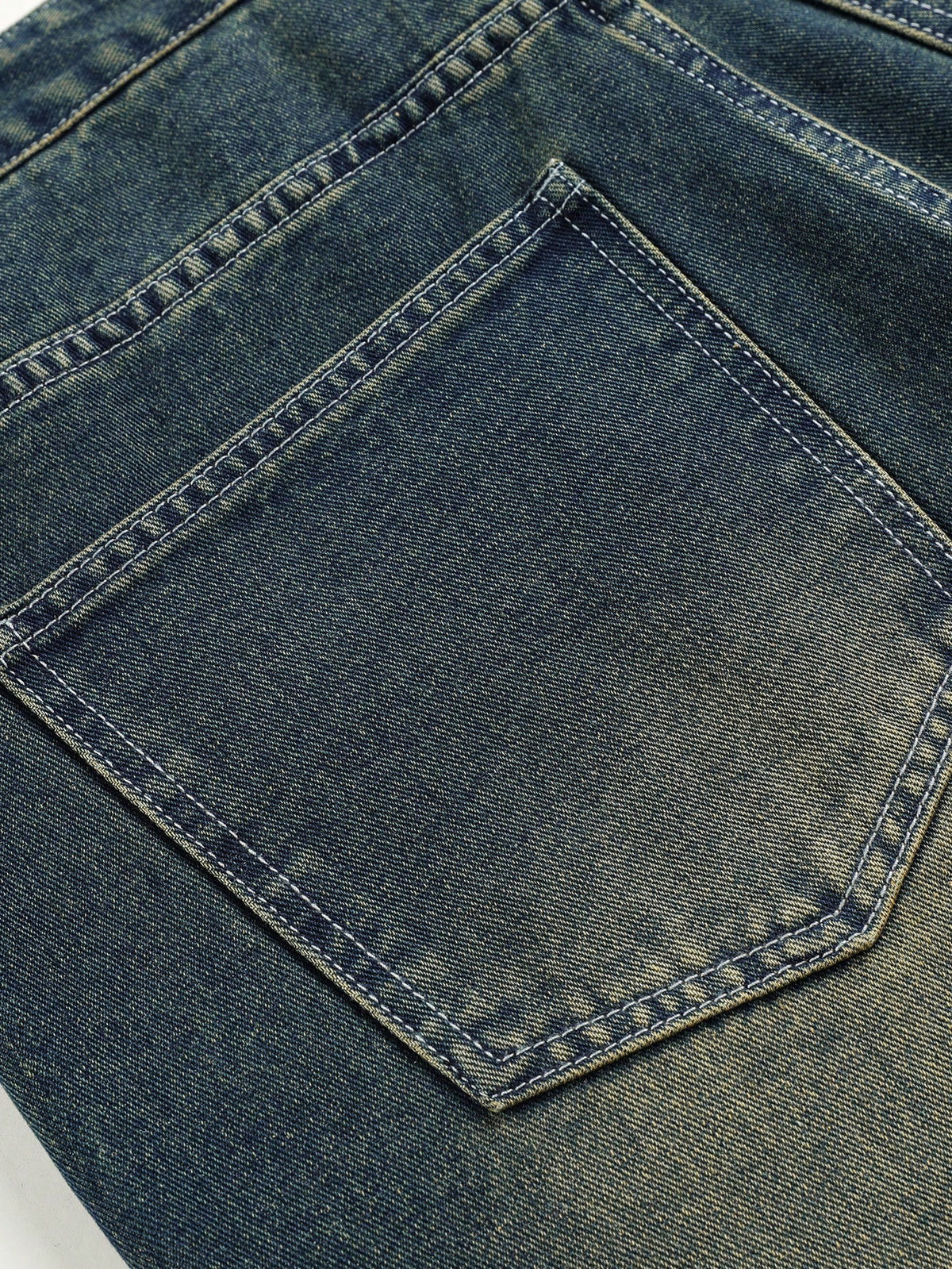 Plus Size Men's Distressed Washed Denim Jeans, Casual College Street Style
