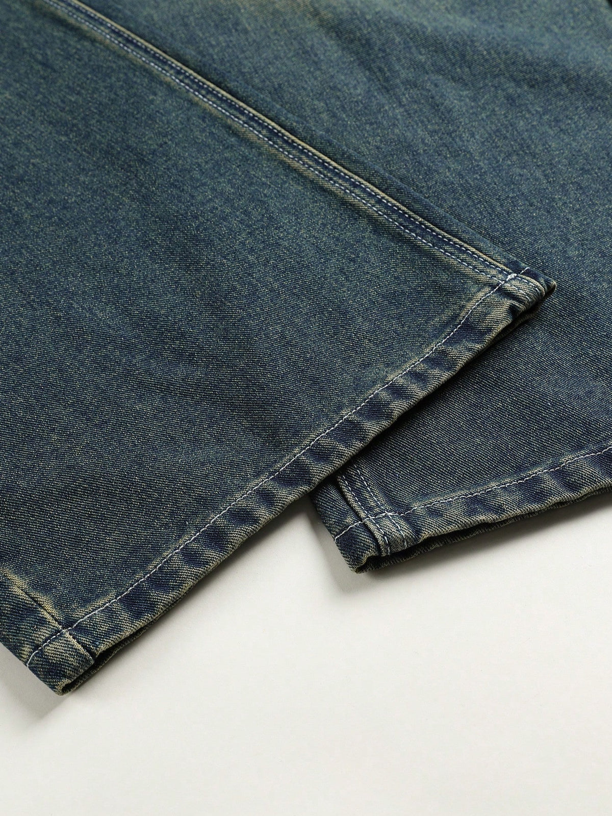 Plus Size Men's Distressed Washed Denim Jeans, Casual College Street Style