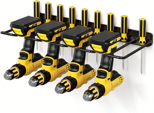 POKIPO Power Tool Organizer, 4 Drill Holder Wall Mount, Heavy Duty Garage Tool Organizer And Storage, Suitable Tool Rack For Tool Room, Workshop
