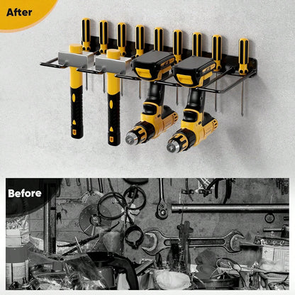 POKIPO Power Tool Organizer, 4 Drill Holder Wall Mount, Heavy Duty Garage Tool Organizer And Storage, Suitable Tool Rack For Tool Room, Workshop