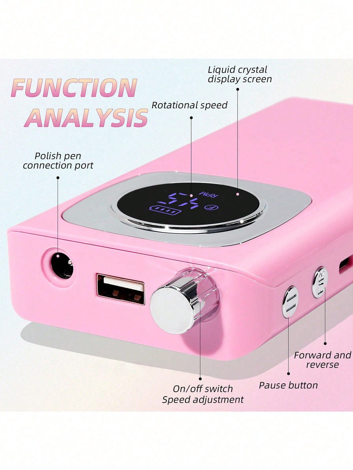 Portable 45000RPM Electric Nail Drill, Rechargeable Professional Tool For Acrylic Nail Removal, Polishing And Nail Art Salon