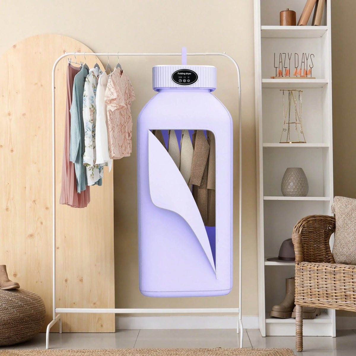 Portable Clothes Dryer, Mini Dryers For Laundry, Small Foldable Electric Compact Drying Machine For Travel,RV, Home And Apartment, With Dry Bag- Purple