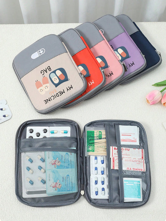 Portable "My Medicine Bag" Pill Pattern Medical Pouch, Compact First Aid Kit, Convenient Medical Storage Bag For Travel & Home Use, Small Medicine Bag, Emergency Pack, Multiple Colors Available, Essen