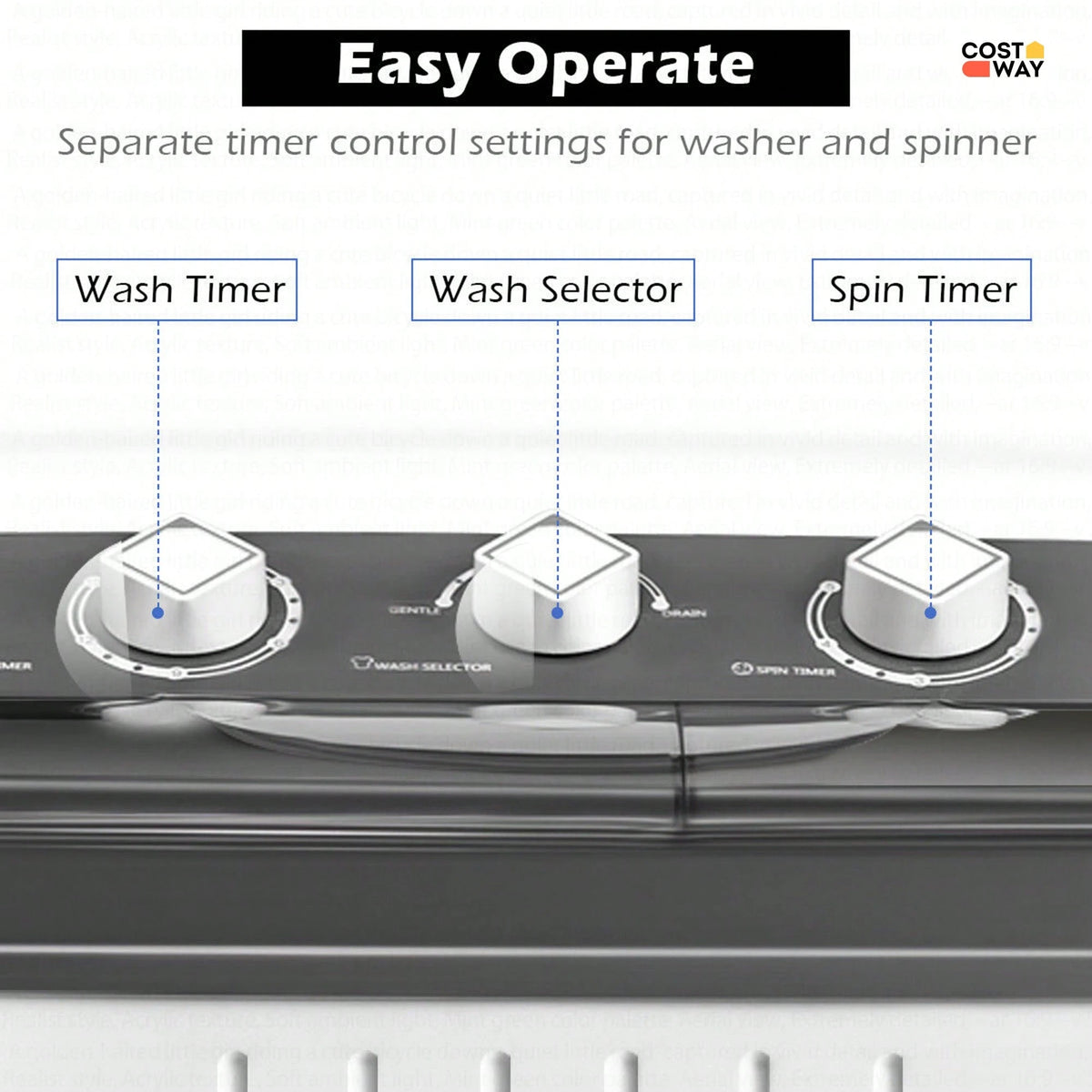 Portable Portable Washing Machine, 20 LBS Twin Tub Laundry Machine, Mini Compact Twin Tub