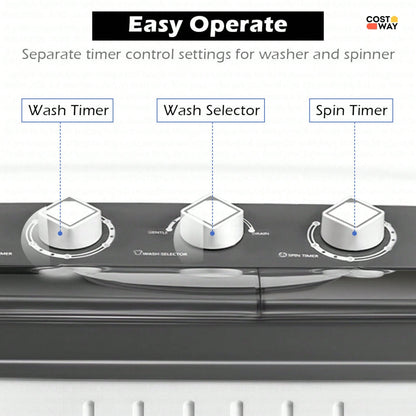 Portable Portable Washing Machine, 20 LBS Twin Tub Laundry Machine, Mini Compact Twin Tub