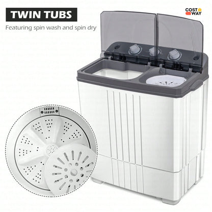 Portable Portable Washing Machine, 20 LBS Twin Tub Laundry Machine, Mini Compact Twin Tub