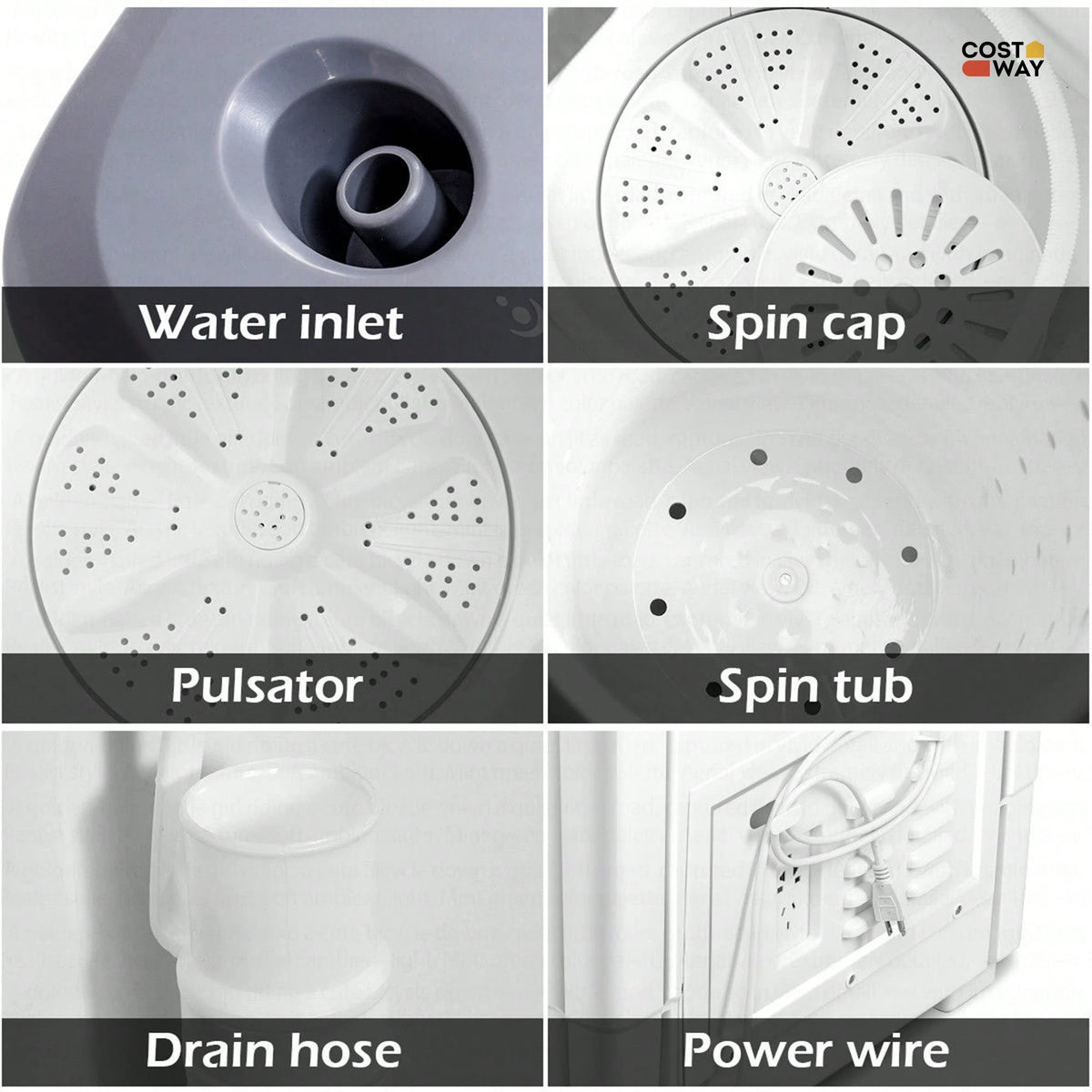 Portable Portable Washing Machine, 20 LBS Twin Tub Laundry Machine, Mini Compact Twin Tub