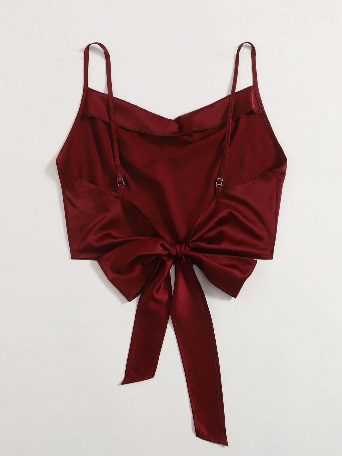 Privé Date Night Tie Back Satin Concert Crop Cami Top