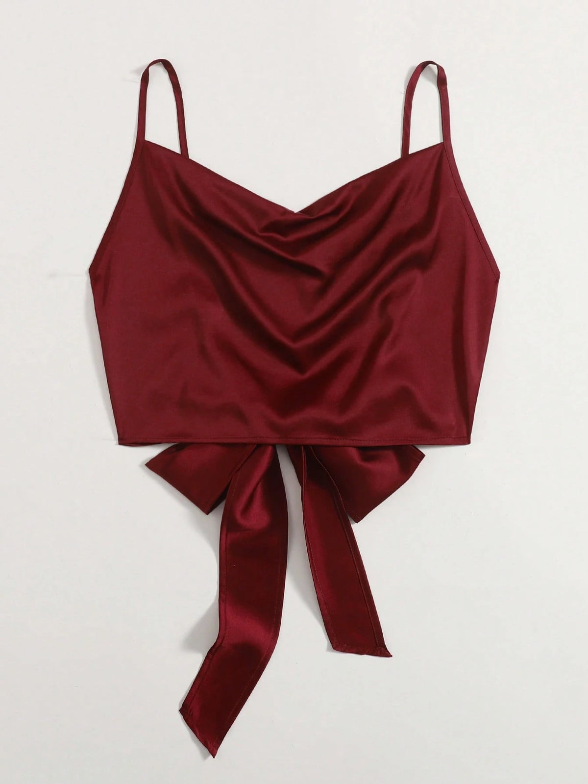 Privé Date Night Tie Back Satin Concert Crop Cami Top