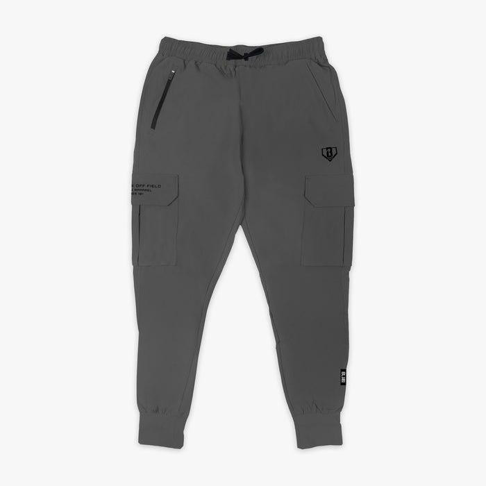 Gray Pro Series Long Cuff Cargo Performance youth joggers — front view