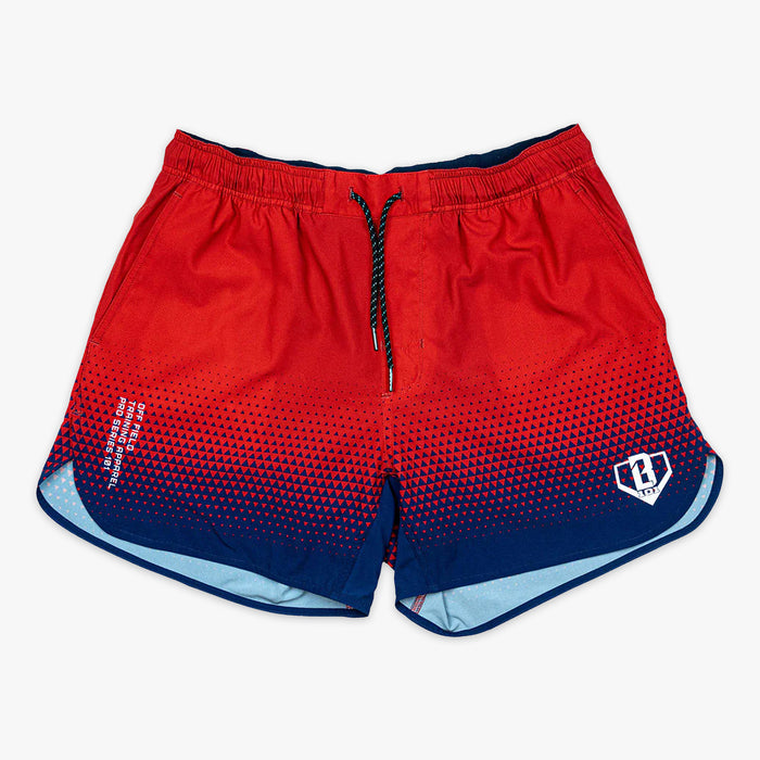 Red Pro Series Prism shorts — front view