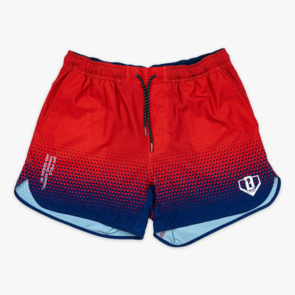 Red Pro Series Prism shorts — front view