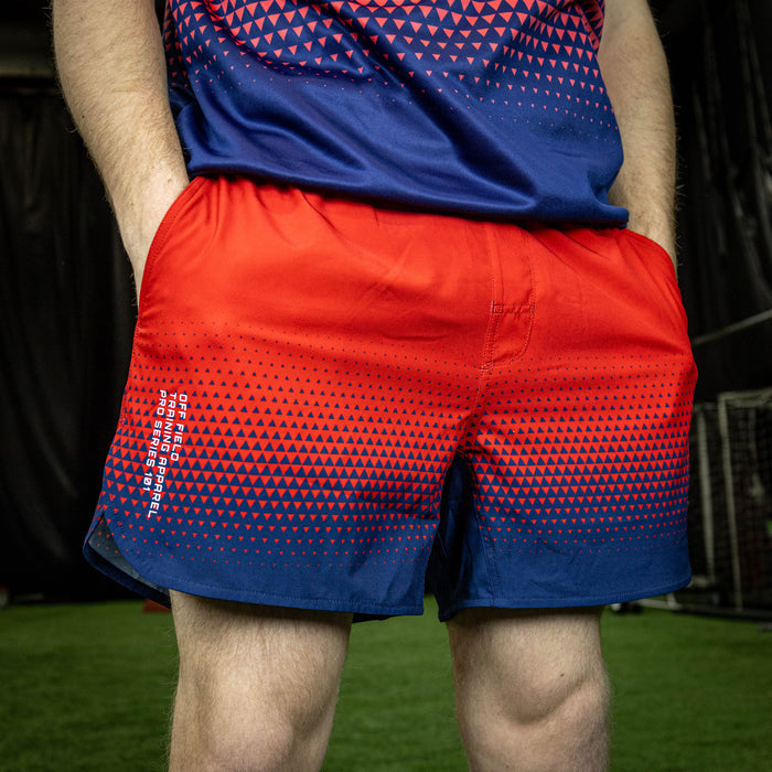 Adult model wearing red Pro Series Prism shorts