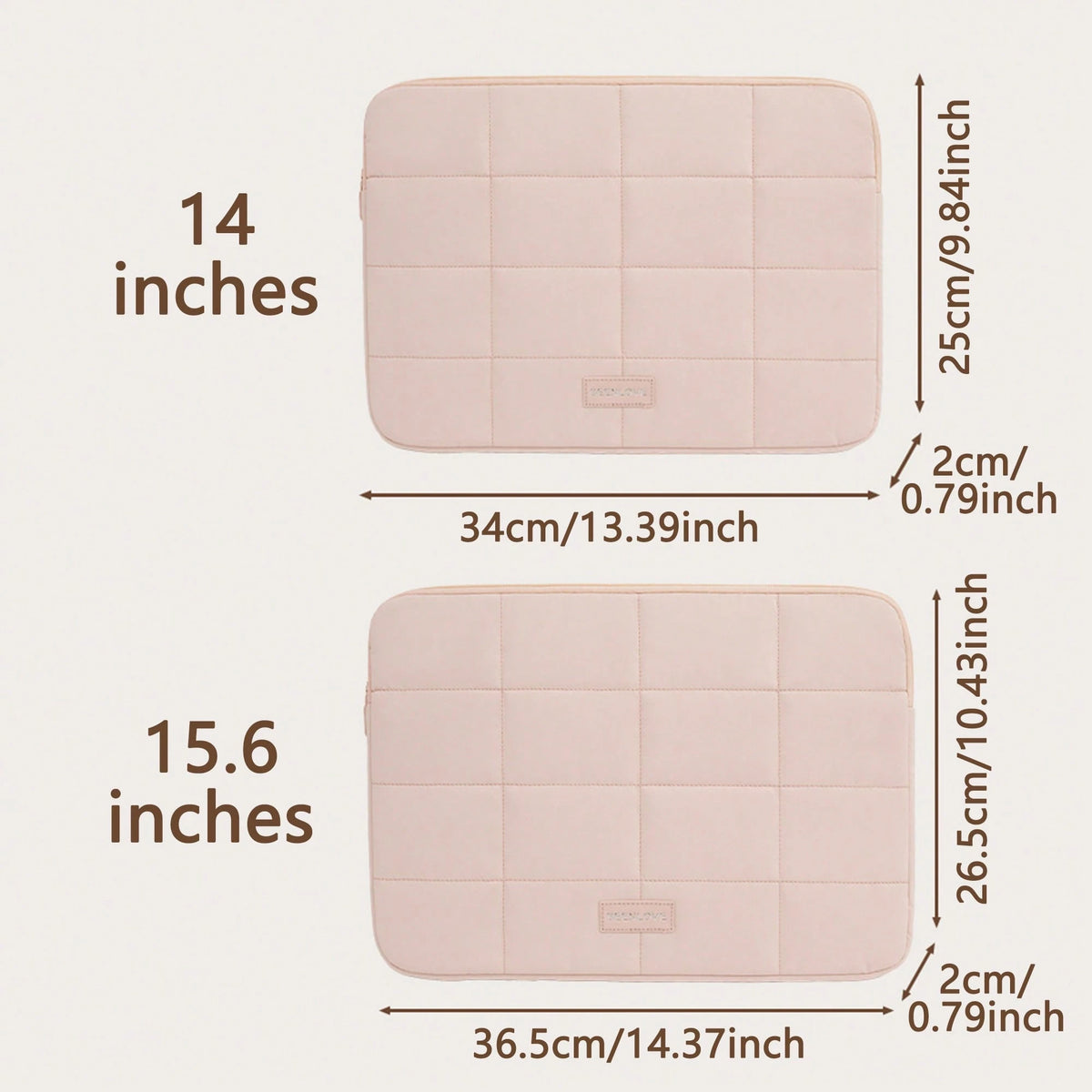 Puffy Quilted Laptop Sleeve 13/14/15.6 Inch, Soft Cotton Padded Tablet & Laptop Case For MacBook Pro/Air, Shockproof Protective Laptop Bag With Zipper