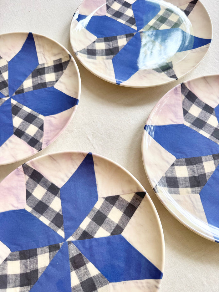 Quilted Kansas Melamine Dinner Plates - S/4