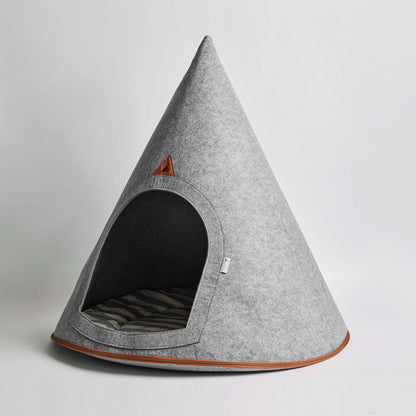 Recycled Felt Pet Cave / Bed - Modern Foldable Dog House, Grey
