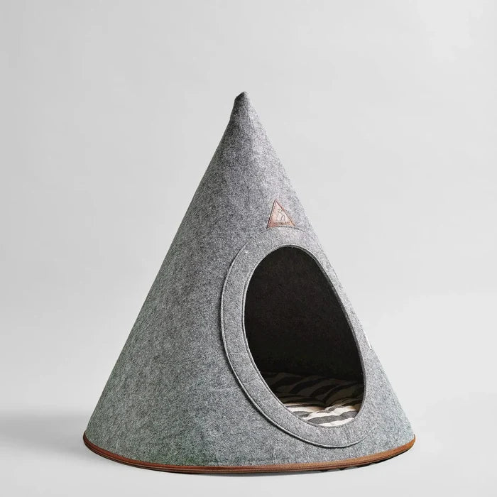 Recycled Felt Pet Cave / Bed - Modern Foldable Dog House, Grey
