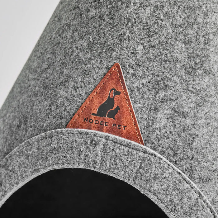 Recycled Felt Pet Cave / Bed - Modern Foldable Dog House, Grey
