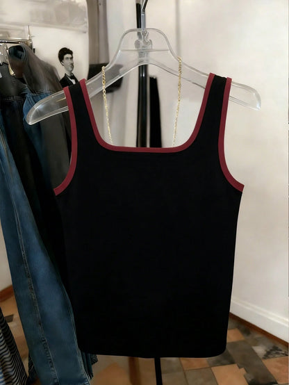 Resyla Women's Sleeveless Fitted Contrast Color Tank Top