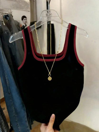 Resyla Women's Sleeveless Fitted Contrast Color Tank Top