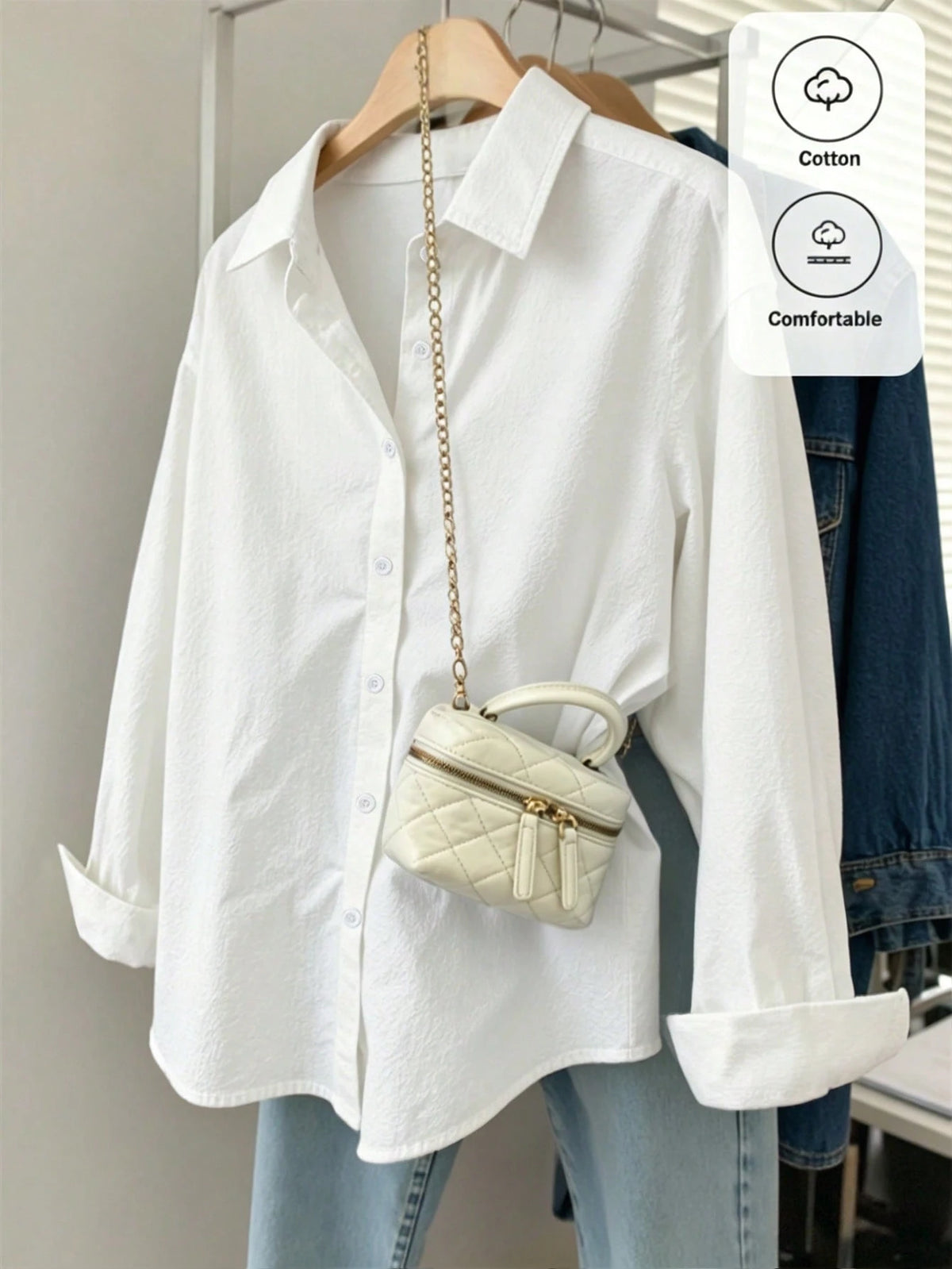 Resyla Women's Solid Color Long Sleeve Single-Breasted Casual Commuter Shirt