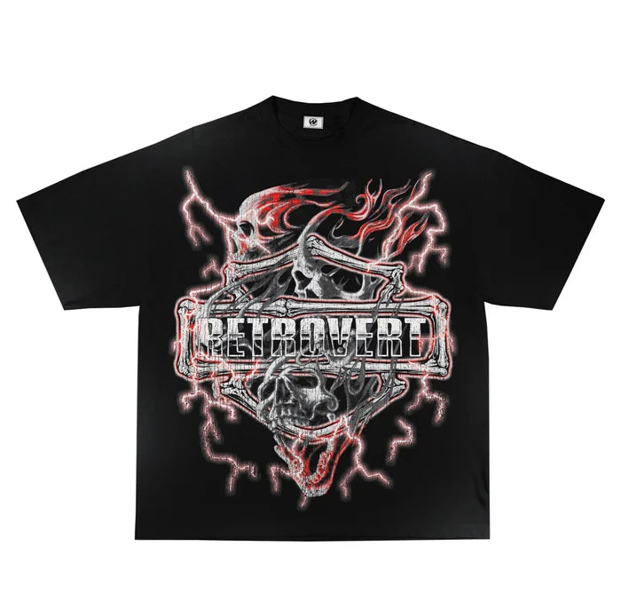 RETRO VERT RED SKULL SHIRT-BLACK