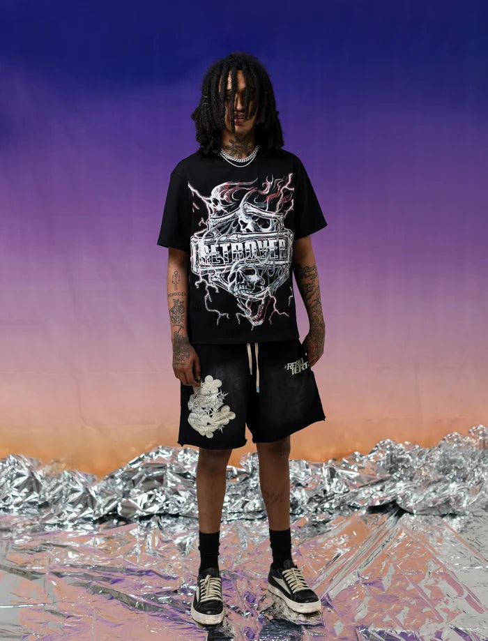 RETRO VERT RED SKULL SHIRT-BLACK