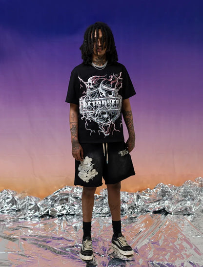 RETRO VERT RED SKULL SHIRT-BLACK