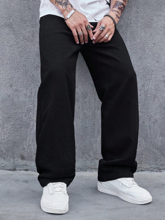 RHETRK Plus Size Men's Casual Versatile Plain Denim Jeans Going Out Urban Hang Out Vacation Work