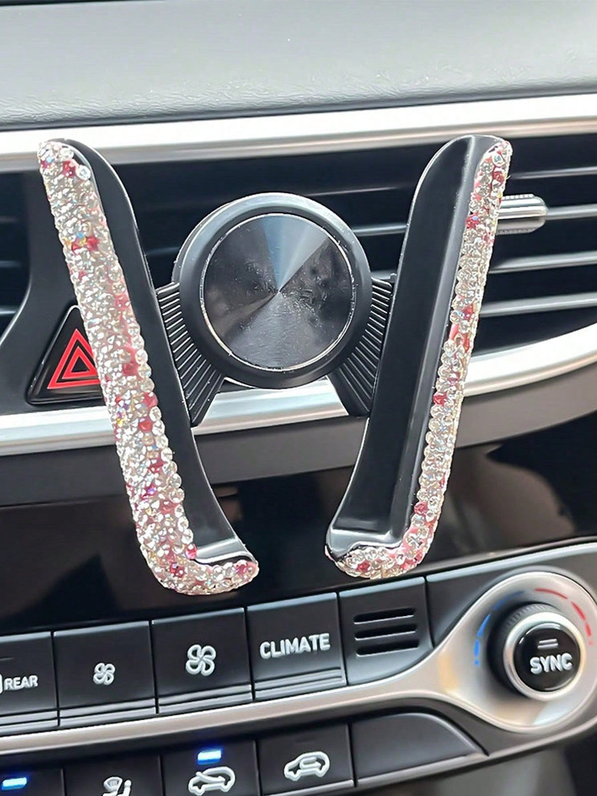 Rhinestone Decorated Gravity Car Phone Holder, Dual-Use Air Vent And Dashboard Mount, Cute Multi-Function Car Accessory, Suitable As Birthday Gift For Boyfriend, Family And Friends, Compatible With IP