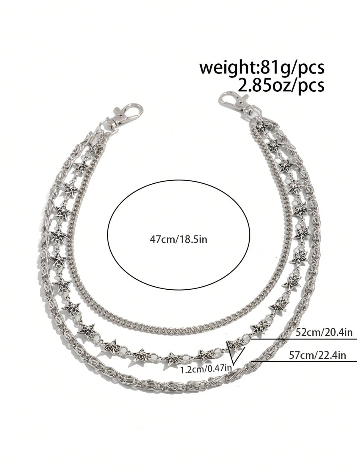 ROMWE Fairycore 1pc Punk Star Geometric Chain Waist Chain, Men's Personalized Hip Hop Multi-Layer Body Chain, Daily Music Festival Party Wear, Unisex, Jewelry Gift