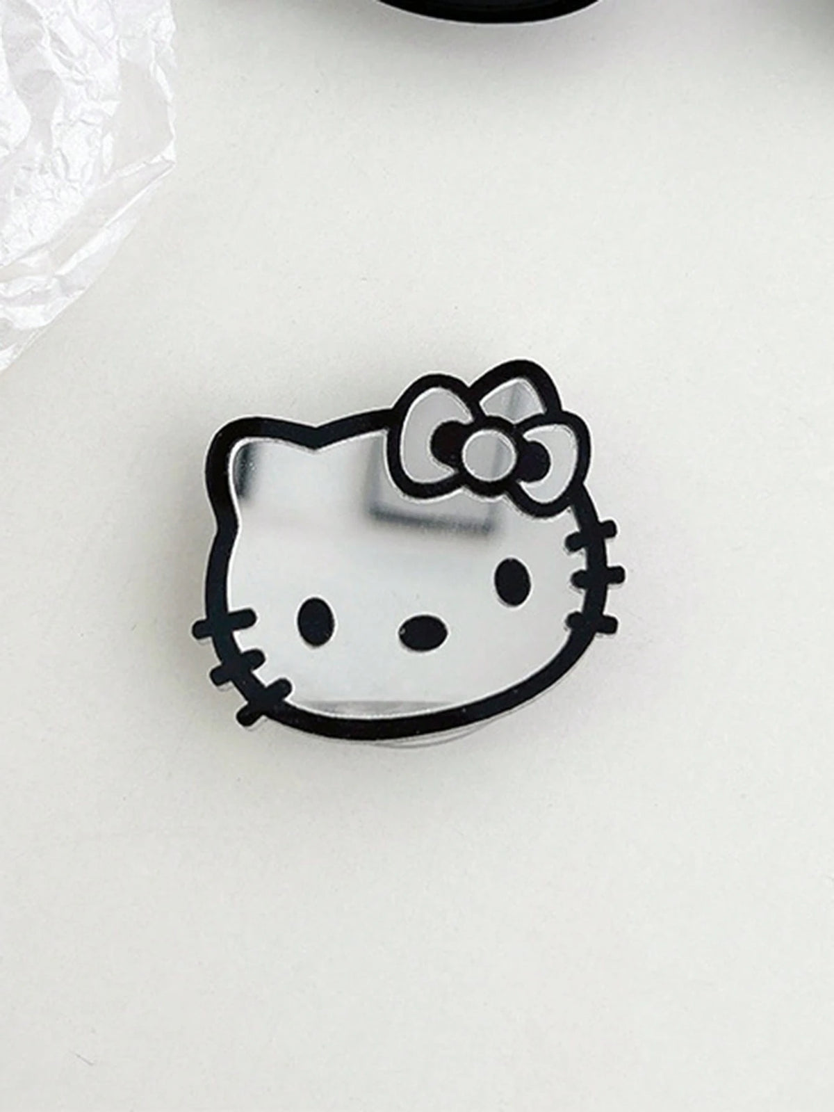 Sanrio Hello Kitty Cartoon Cat Phone Stand Mirror Sticker Adhesive Mirror Bow Tie Cat INS Style Retractable Phone Holder