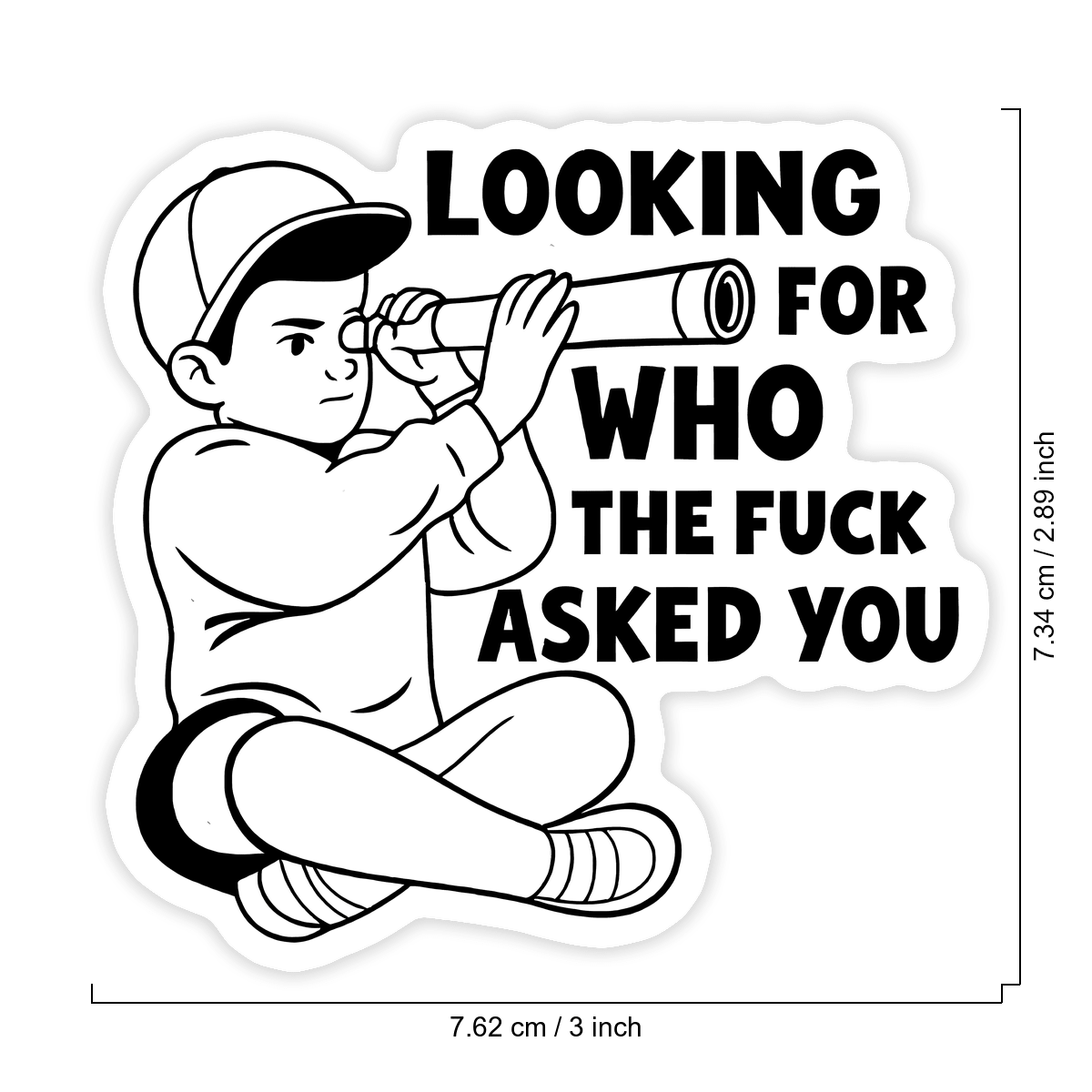 Sassy Sarcastic Boy Telescope Cartoon Sticker, Funny Quote Decal For Water Bottle Laptop Notebook, Waterproof Vinyl Meme Decor Sticker