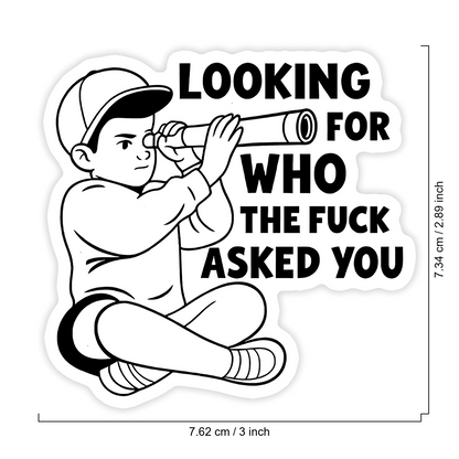 Sassy Sarcastic Boy Telescope Cartoon Sticker, Funny Quote Decal For Water Bottle Laptop Notebook, Waterproof Vinyl Meme Decor Sticker