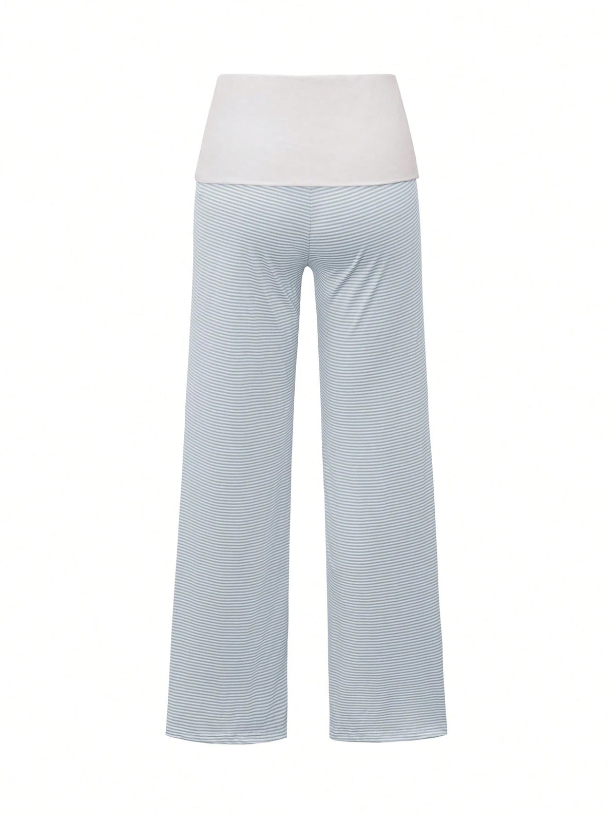 SCARLUX Fall Y2K Women Basic Contrasting Color Striped Wide Leg Pants, Fold Over Waist Loose Trousers For Back To School Daily Casual Street Outfits