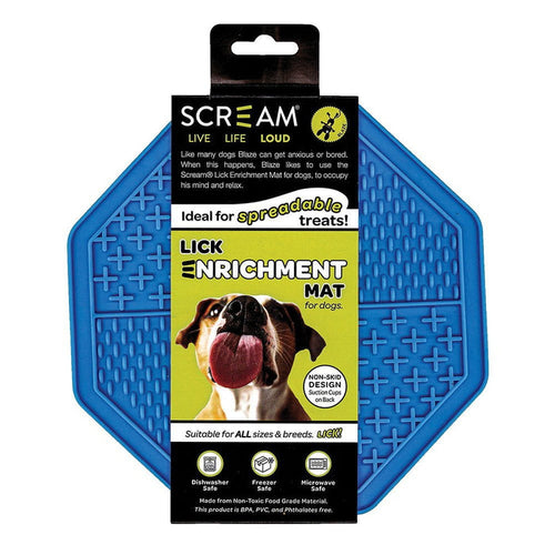 Scream Loud Blue Scream LICK ENRICHMENT MAT (SILICONE) SUCTION BASE - OCTAGON