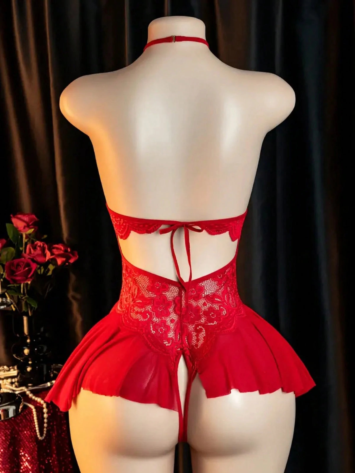 Sexy Lace Bodysuits With Open Crotch Design