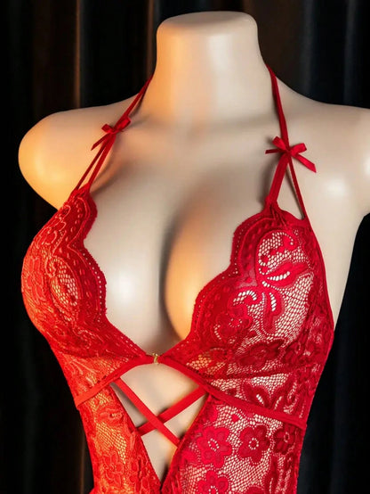 Sexy Lace Bodysuits With Open Crotch Design